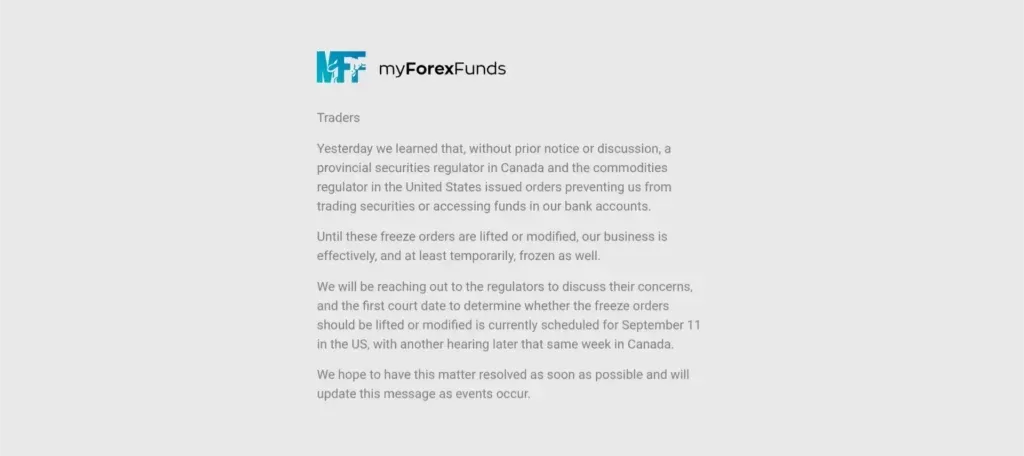 MyForexFunds Ditutup: Memahami Biaya CFTC dan Apa Artinya